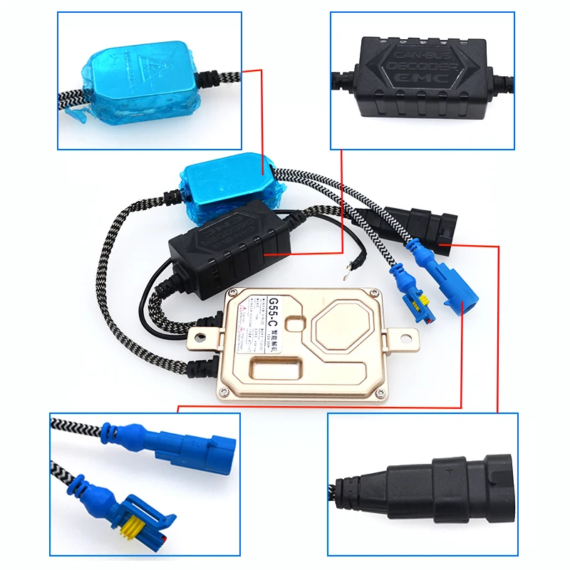 HIDLT EMC Canbus Xenon Ballast AC 55W Error Free HID Decoder Ballast For H1 H7 H11 D2H Auto Headlamp Bulb Car Accessory Light Kit (2)
