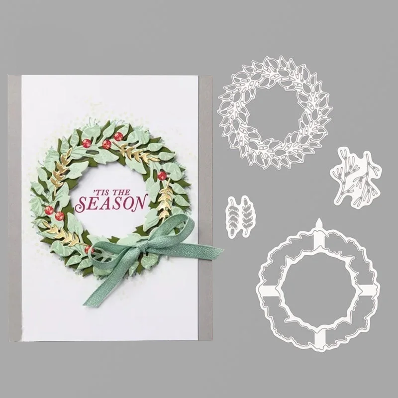 

Christmas wreath Metal Cutting Dies and stamps DIY Scrapbooking Card Stencil Paper Cards Album Decoration Paper Cards