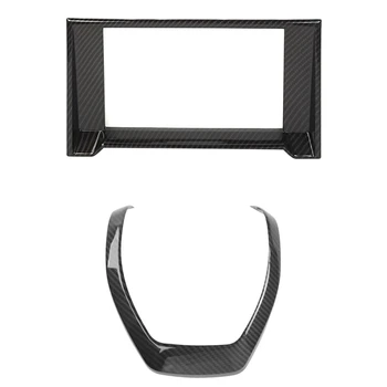 

1pcs Central Control Navigation Gps Decorative Trim & 1pcs Carbon Fiber Steering Wheel Panel Moulding Cover for Ford