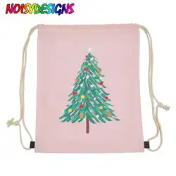 Бесшумный дизайн, сумка на шнурке с рождественской елкой, маленький Повседневный женский рюкзак на веревках для девочек и мальчиков, обувь