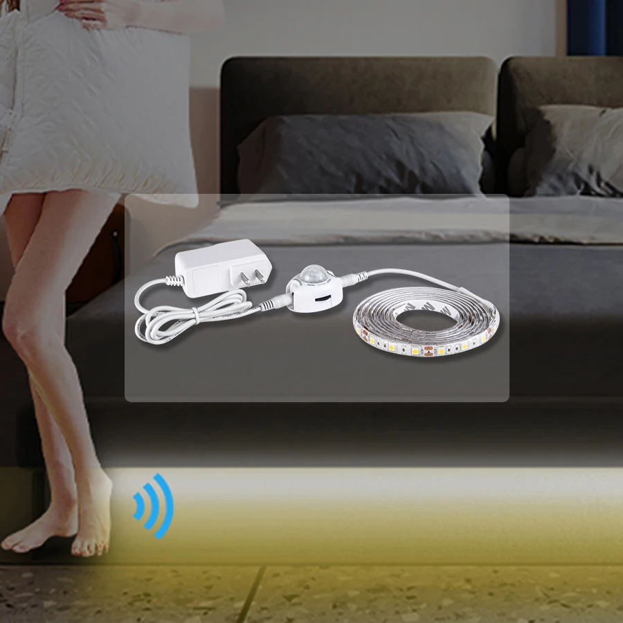 PIR Motion Sensor LED Under Cabinet Light Flexible DC12V Waterproof Strip Bedside Illumination Bedroom Decoration | Освещение