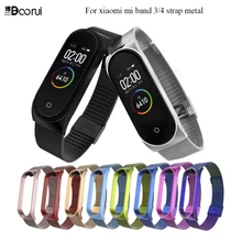 BOORUI для xiaomi mi Band 3 4 ремешок с металлической пряжкой mi band 4 ремешок из нержавеющей стали Безвинтовой mi band 3 ремешок для xiaomi mi band 4