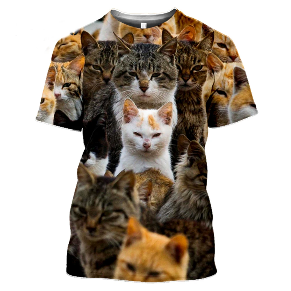 

Animal Orange Cat T-shirt 3D Printing Men's Women's Fun Multi-pattern Funny Summer Fashion Tops Short-sleeved O-neck Oversized