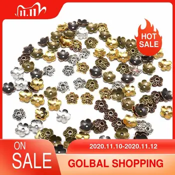 

7mm 100/200pcs Tibetan Silver Plated Flower Beads Caps Mix Spacer Beads Alloy End Caps Pattern Bead Caps DIY jewelry making