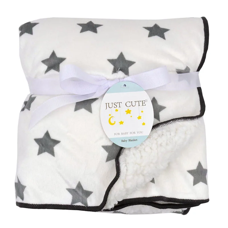 Baby Blankets Double-Layer Wrap Swaddle Stroller Fleece Warm Newborn Infant Coral Thicken