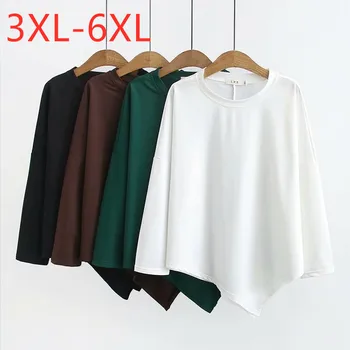 

2020 spring autumn korean plus size bat shirt for women large loose casual long sleeve cotton white blouse tops 3XL 4XL 5XL 6XL
