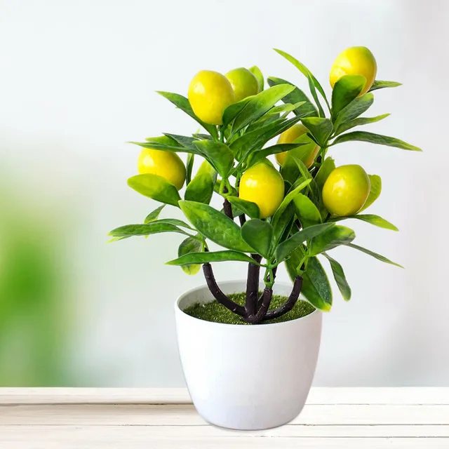 18CM Artificial Fruits Lemon Simulated Bonsai Home Decoration Potted Plant Living Room Ornament Fake Tree artificial plants 5