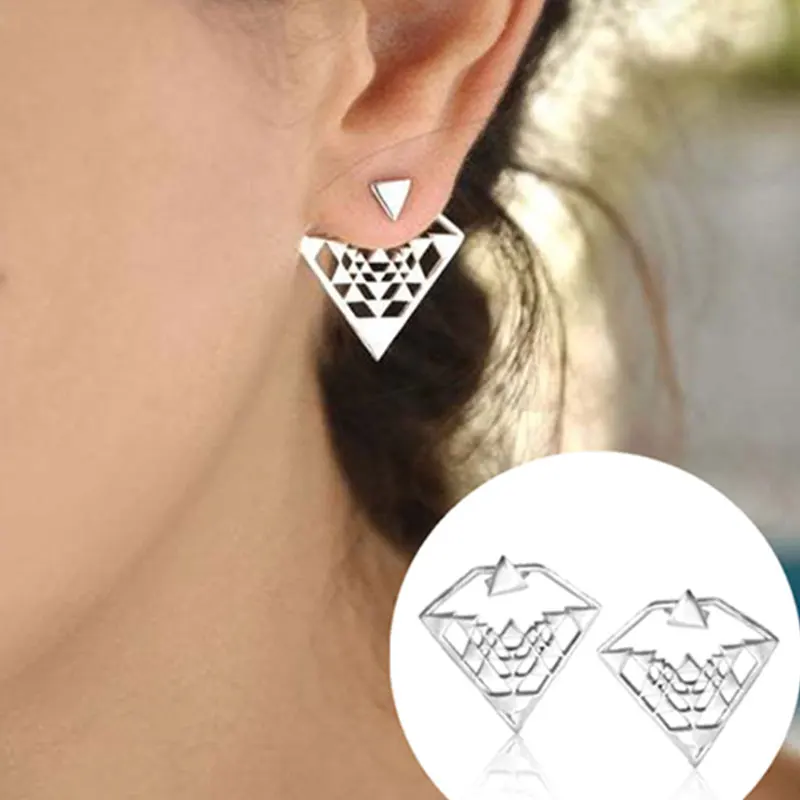 Bohemian Vintage Hollow Metal Lotus Opal Stud Earrings Antique Silver-color Woman's Detachable Handmade Jewelry stud earrings