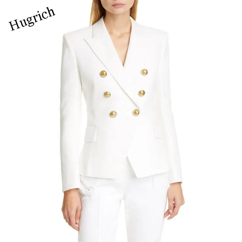 

Women's Double-breasted Metal Button Long Coat Spring And Summer Fashion New Women's Small Suit Casual Long-sleeved Slim Suit