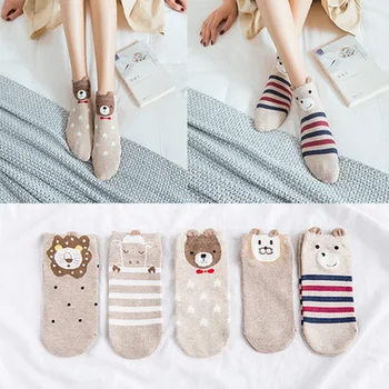 

5 Pair/ Socks Women Boat Socks Low Cut Female Socks Cartoon Female Socks Japanese Female Socks Cotton Socks