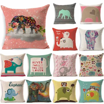 

Elephant Owl Pattern Cotton Linen Throw Pillow Cushion Cover Cartoon Car Home Sofa Bed Decorative Pillowcase Funda Cojin 40238