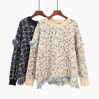 

tassel thicken warm women sweaters and pullovers knitted loose long-sleeved lady elegant casual pulls outwear coat tops