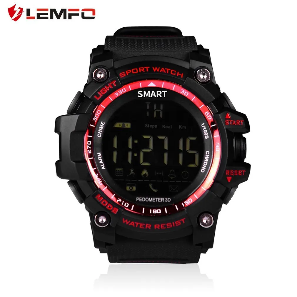 red LEMFO EX16 Смарт-часы спортивные 4,0 водонепроницаемые IP67 наручные часы длинные шаги батареи Счетный дистанционный секундомер камеры - Комплект: red