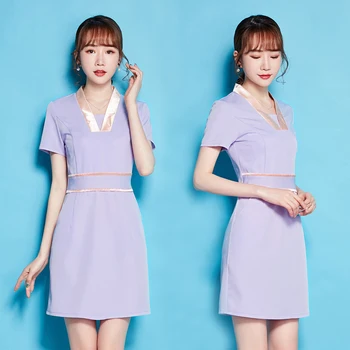 

2020 nurse uniform hospital doctor short sleeve medical clothing beautician women female work dress beauty salon spa uniforms