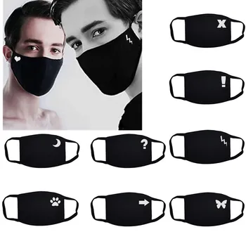 

Cute Print Black Cotton Washable Reusable Breathable Masks Dustproof Windproof Foggy Haze Pm2.5 Coldproof Dust Mascarillas#E