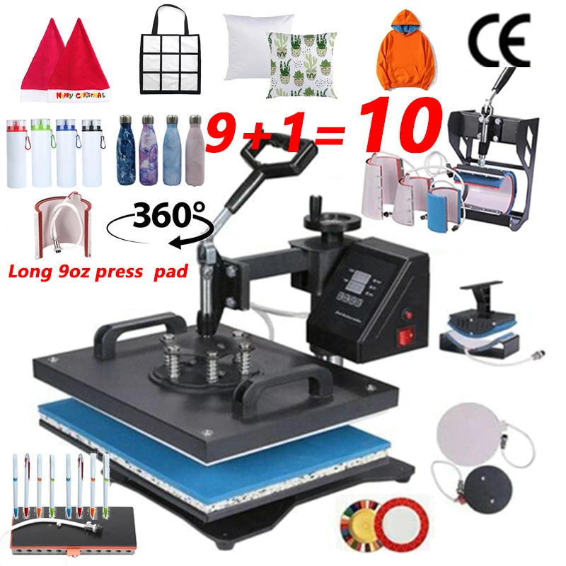 10 in 1 Combo Heat Press Machine Sublimation Transfer For T shirt/Plate/MugBottle/Pen/Cap/Phone Case | Компьютеры и офис