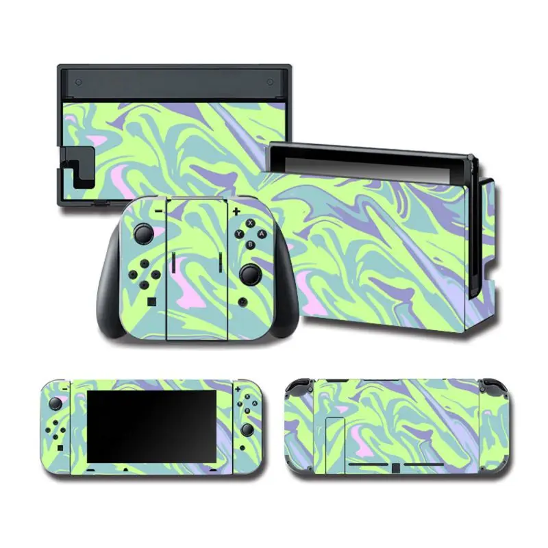 1 Set Full Body Protective Cover Skin Colorful Sticker Art Decals for NS Switch Game Console Joy-Con Controller Decorative