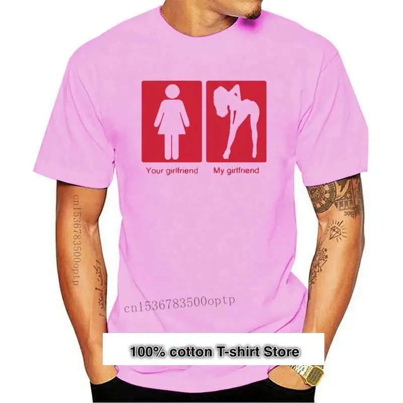 Camiseta de manga corta para hombre ropa marca verano divertida con estampado tu novia y mi | Мужская одежда