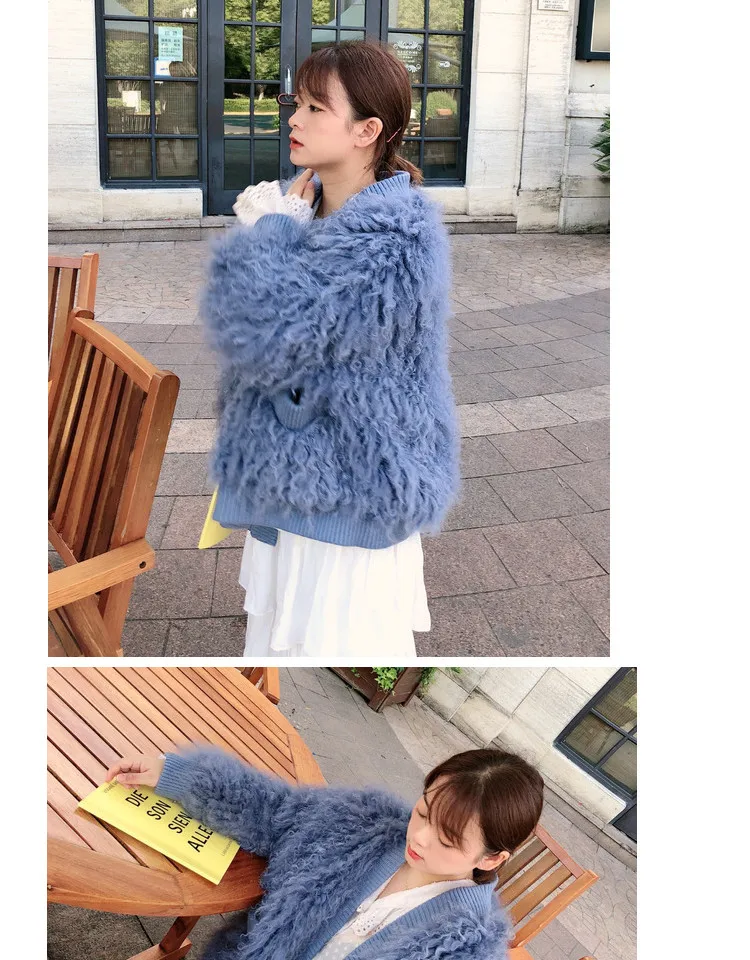 Новое модное пальто из натурального меха зимняя куртка женская натуральная ткань овечья шерсть меховая верхняя одежда свободная уличная Толстая теплая