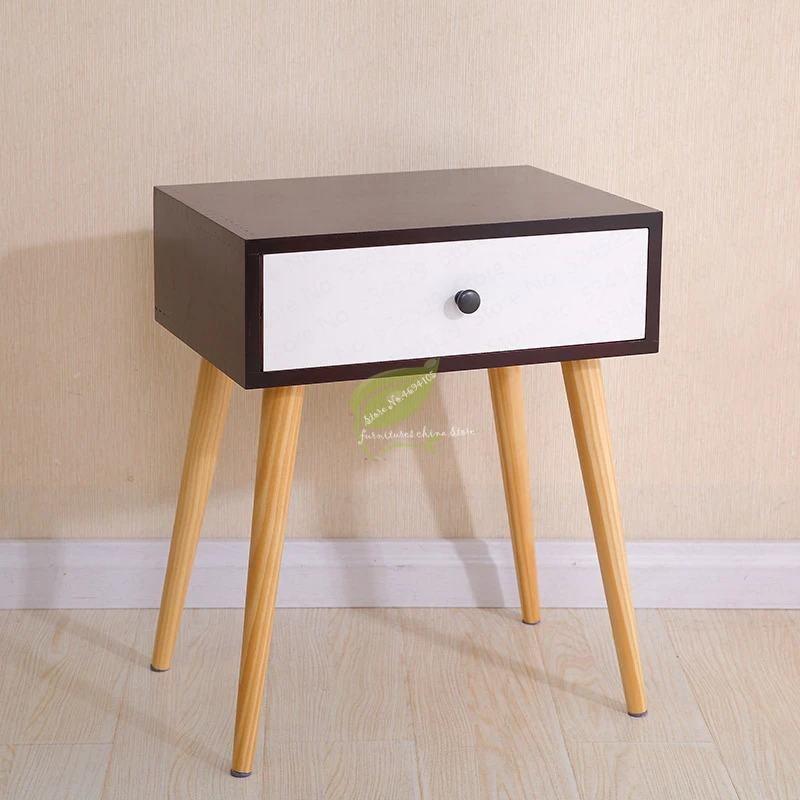 Nordic solid wood legs bedroom bedside table side Japanese style bedside table mini drawer