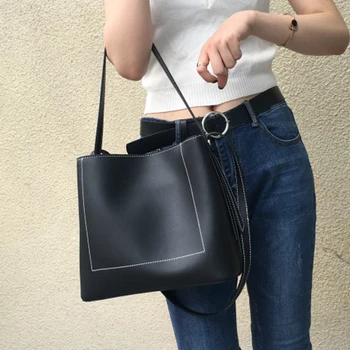 

Casual Bucket Women's Bag Fashion Solid Women's Shoulder Bags High Quality Pu Ladies Crossbody Bag Simple Bags For Women 2020