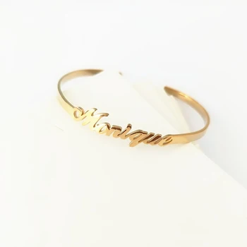 

Custom For Women Gold Signature Bracelet Bangle Adjustable Armbanden Voor Vrouwen Christmas 2020 Jewelry Name Bangle
