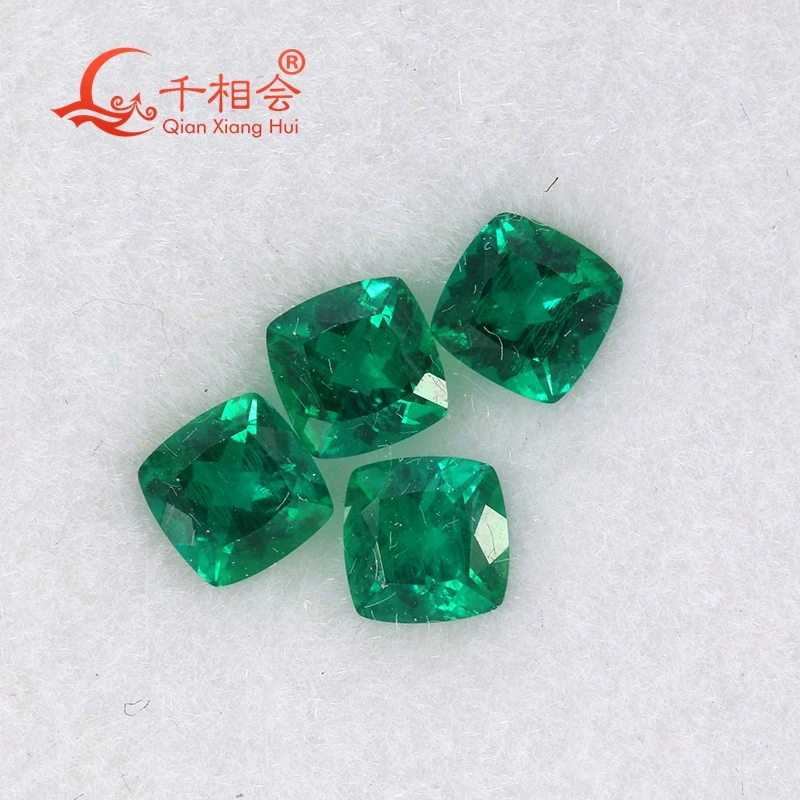 

4MM green cushion shape Created Hydrothermal Muzo Emerald including minor cracks and inclusions loose gemstone