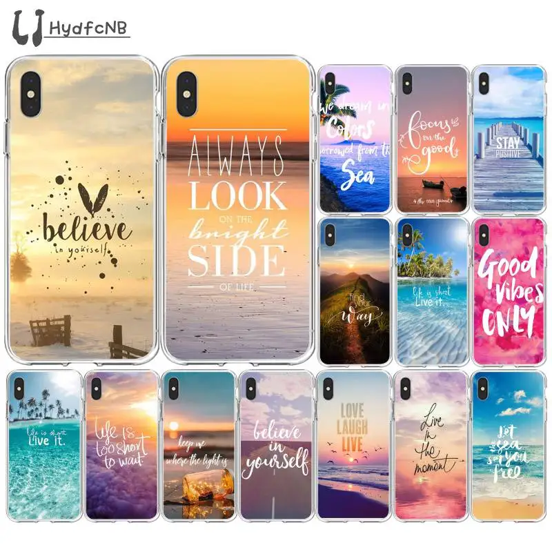 

Transparent Summer Blue Sky Beach Quotes Phone Case Cover for iPhone 11 pro XS MAX 8 7 6 6S Plus X 5 5S SE XR cover
