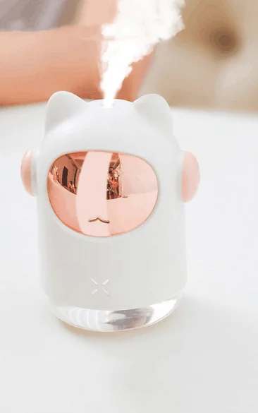 white cat USB Ultrasonic Air Humidifier Home Car Aroma Essential Oil Diffuser Fogger Mist Maker With LED Night Lamp - Цвет: white cat