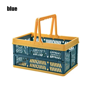 

Storage Basket Food Snack Picnic Basket Imitation Rattan Folding Shopping Baskets Portable Baskets PI669