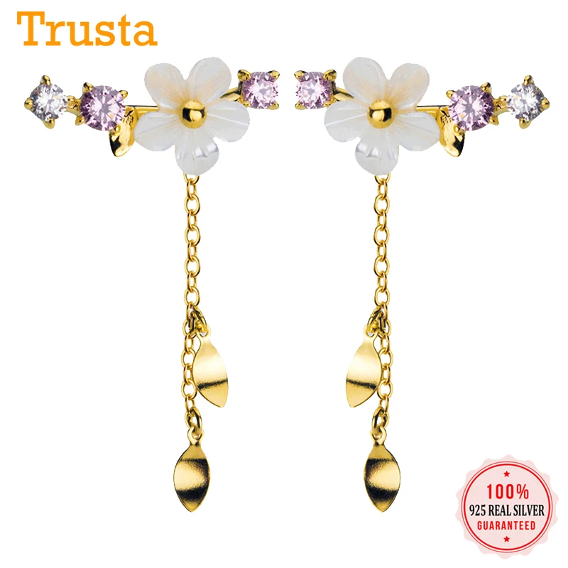 Trusta 100% 925 пробы серебряные золотые ювелирные изделия модные фиолетовые камни