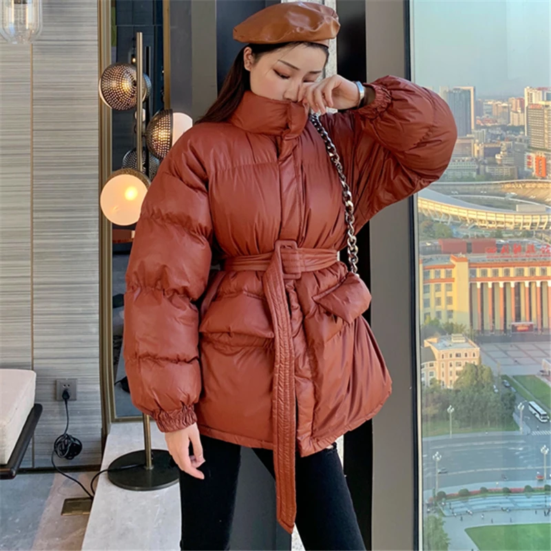Новинка Осень-зима 2019 модная свободная Толстая хлопковая одежда со шнуровкой и
