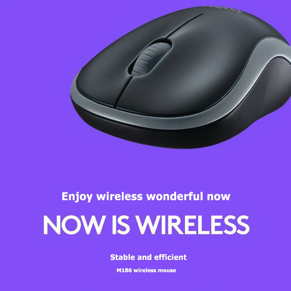 Беспроводная мышь Logitech M186 1000 точек/дюйм 2 4 ггц беспроводная для компьютера