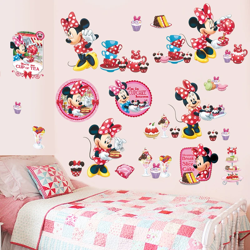 Cartoon Disney Minnie Mouse Cupcake Heaven Wall Stickers For Kids Room Home Decor Girl's Bedroom Wall PVC Mural Art DIY Decals Cartoon Disney Minnie Mouse Cupcake Heaven Wall Stickers For Kids Room Home Decor Girl's Bedroom Wall PVC Mural Art DIY Decals