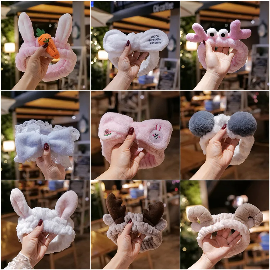 

Ruoshui Женская Мягкая Милая повязка для волос из кораллового флиса мультяшная повязка на голову повязка для волос для мытья лица ободок тюрба...