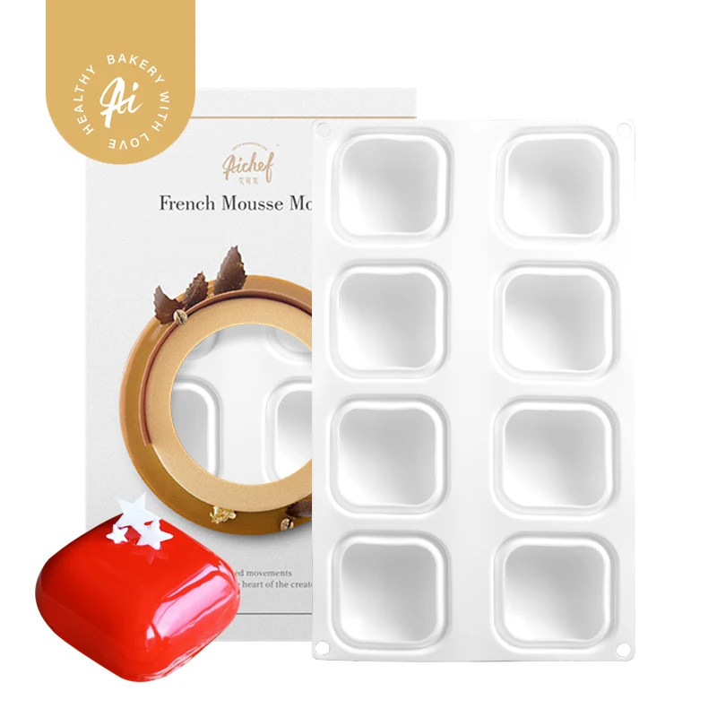 

AiChef 8 even square French West Point dessert home cake baking mousse silicone mold