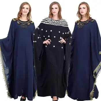 

Dubai Women Muslim Abaya Long Maxi Dress Batwing Sleeve Loose Kaftan Arabic Robes Ramadan Cocktail Gown Clothing Middle East New