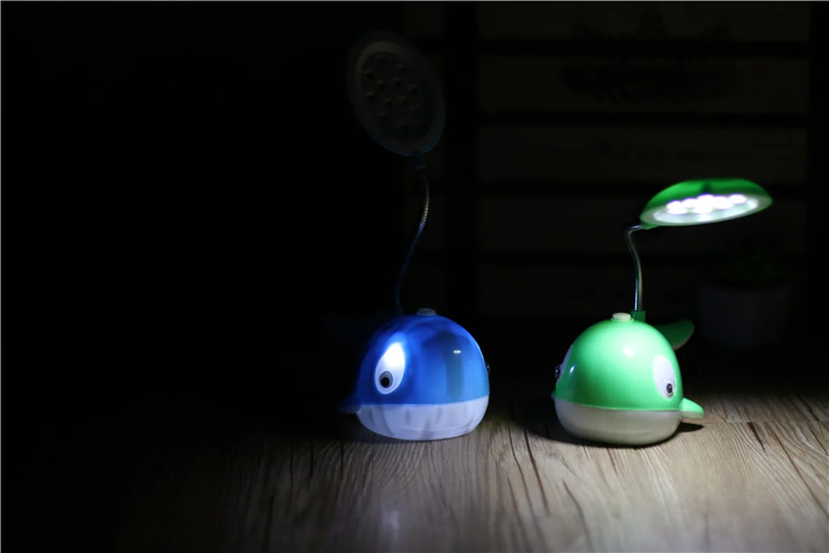 

US Plug Rechargeable Cartoon Whale Doll Night Light Desk Lamp Illuminated Table Light Learning Eye Protection Reading