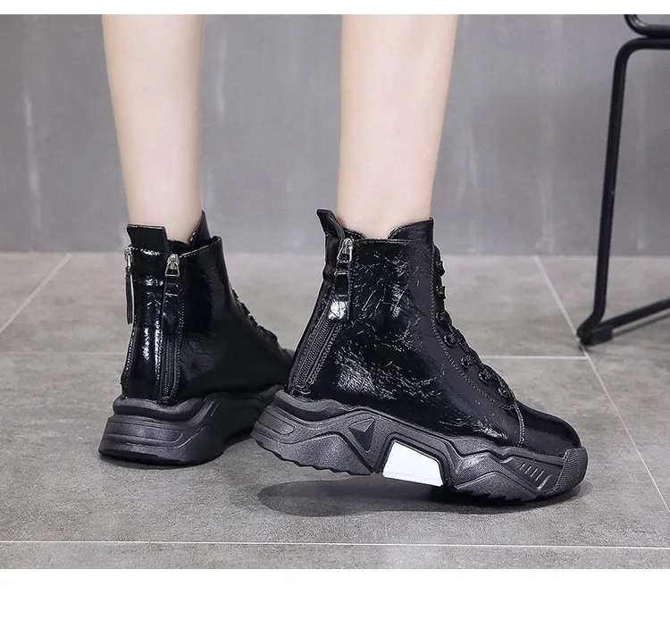 Г., новая дизайнерская обувь женские кроссовки из металлизированной кожи, кроссовки на платформе, Повседневная дышащая женская обувь на массивном каблуке ботильоны, P119
