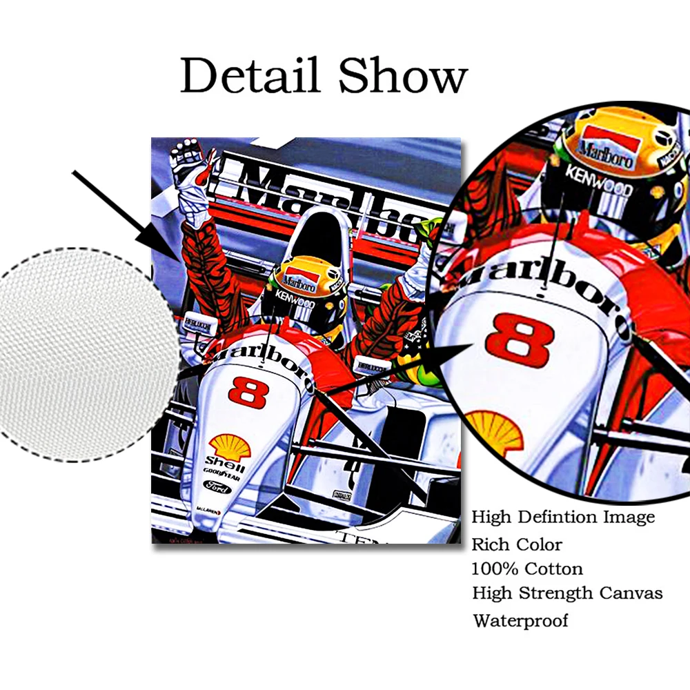 Ayrton Senna Canvas Painting Print Poster Photo Art F1 Formula Nordic Poster Wall Art Picture For Living Room Home Decoration