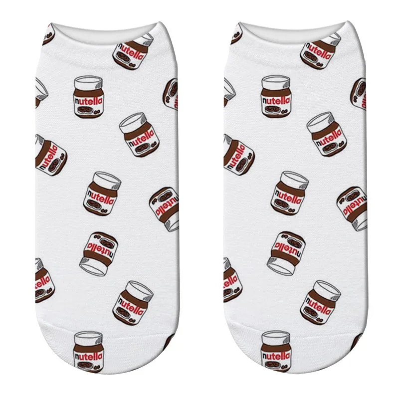 3D принтом Kawaii Nutella носки для девочек милые хлопковые с забавным Femme Повседневные