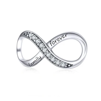 

Charms Real Sterling Silver 925 Infinity Family Forever Clear Crystal Charm For Original 925 Brand Bracelet