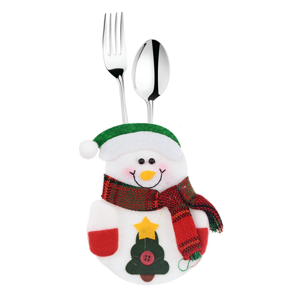 1 шт Санта шляпа олень Рождество год Карманный вилка, нож, столовые приборы держатель сумка для дома вечерние украшения стола