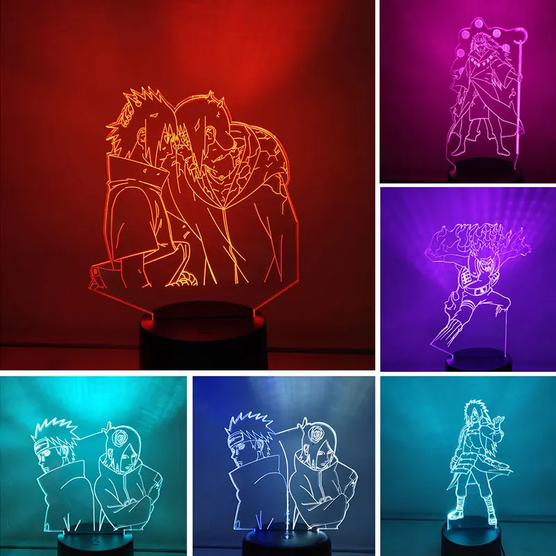 Naruto Anime Night Light Sasuke Madara Pain Madara LED Night Light Colorful USB 3d Light for Room Decor Kids Childr Naruto Gifts