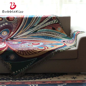 

Bubble Kiss Ethnic Style Embroidered Thread Blanket Butterfly Pattern Sofa Decorative Blanket Fashion Hotel Knitted Bed Blanket