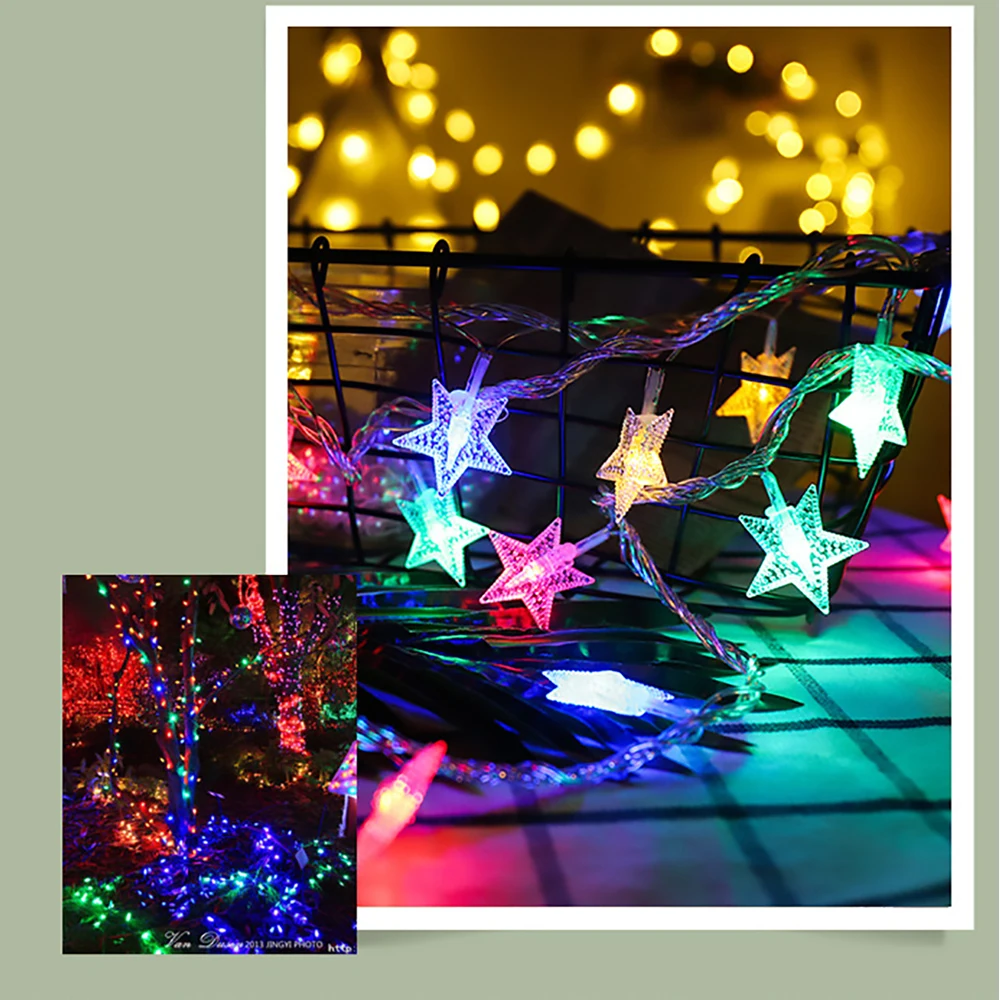 10-20LED Star Light String Twinkle Garlands Battery Powered Christmas Lamp Holiday Party Wedding Decorative Fairy Lights 7