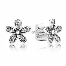 Подлинные 925 пробы серебряные серьги, Ослепительная Маргаритка с кристаллами, серьги-гвоздики для женщин, свадебный подарок, хорошее ювелирное изделие