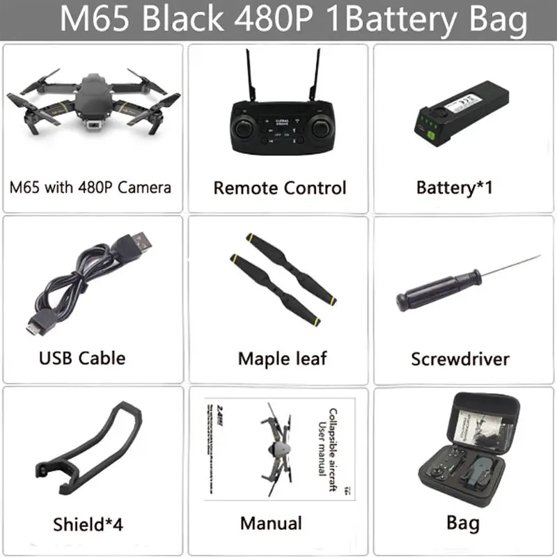 M65 RC Дрон с камерой HD 1080P FPV Wi-Fi функция удержания высоты селфи Дрон складной Квадрокоптер - Цвет: 480P