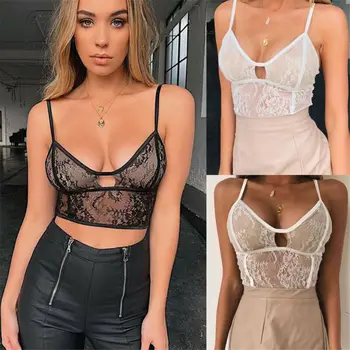 

Women Sexy Lace Floral Bralette Bralet Bra Bustier Unpadded Crop Top Cami Tank Tops Night sexy Underwear