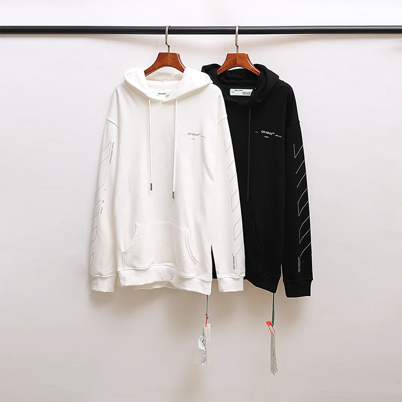 19ss Off-White OW sketch неполная стрела для мужчин и женщин для влюбленных Модная хлопковая Повседневная Толстовка с капюшоном свободная Куртка Пуловер